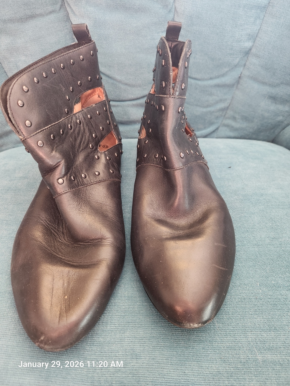 Studded Black Leather Ankle Booties